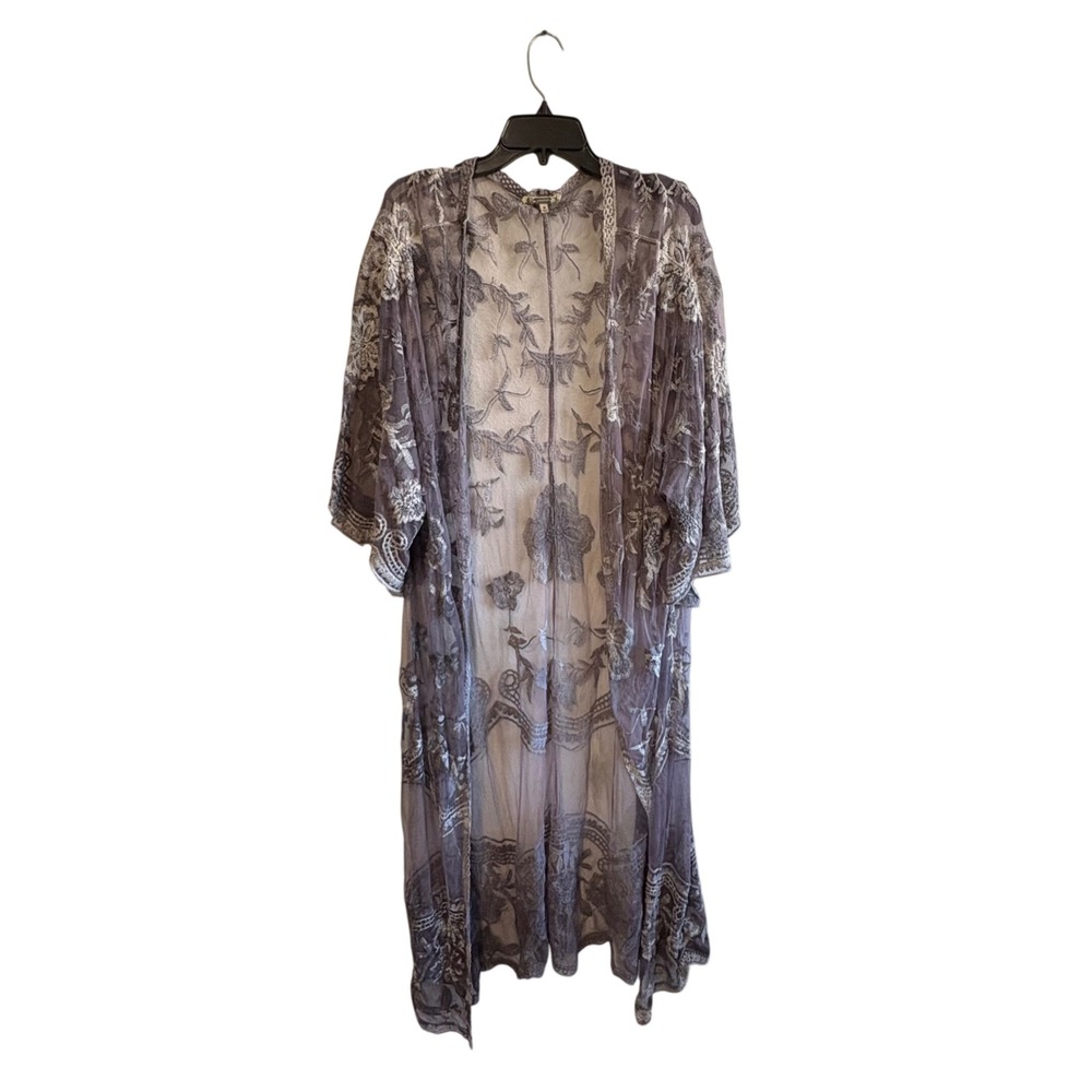 Gimmicks BKE Size Medium Lilac Purple Lace Open Front Duster Kimono Whimsigoth